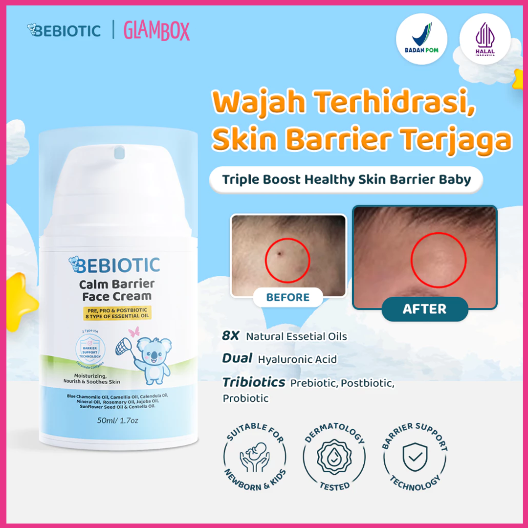 Bebiotic Calm Barrier Face Cream 50ml - Krim Wajah Bayi dengan Blue Chamomile Oil & Mineral, Diformulasikan untuk Membantu