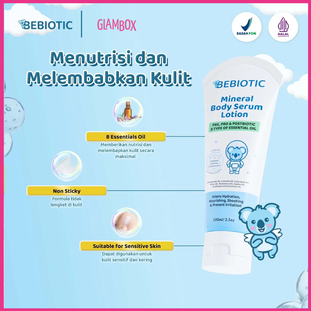 Bebiotic 100ml Body serum Lotion Bayi dengan Prebiotik, Probiotik, dan Postbiotik